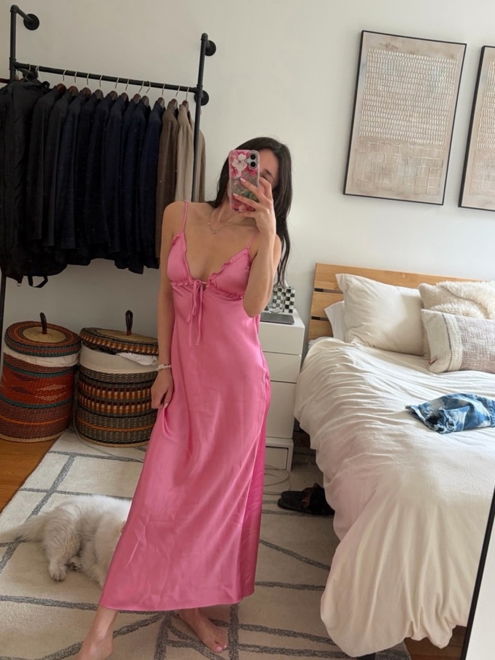 Zara Pink Satin Slip Dress